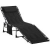 Folding Chaise Lounge Chair Lightweight Recliner 5-Level Adjustable Backrest Pillow for Outdoor Garden Sunbathing Brown
