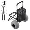 Beach Dolly with Big Wheels for Sand, 18" x 15" Cargo Deck, Folding Sand Cart with 12" Balloon Wheels