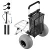 Beach Dolly with Big Wheels for Sand, 20" x 15" Cargo Deck, Folding Sand Cart with 12" Balloon Wheels