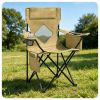 Folding Camping Chair, Heavy-Duty Metal Frame Portable Outdoor Chair with Cup Holder, Insulated Cooler Bag & Side Pocket for Camping Fishing Beach