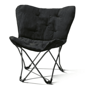 Micro Suede Fabric Butterfly Folding Chair, Black (Shipment from Walmart)