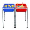 Sensory Table for Toddlers, Kids 2-Station Sand and Water Adjustable Play Table with Detachable Storage Bins and Non-Slip Feet, Carbon Steel Frame