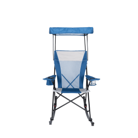 Mesh Tension Rocking Camp Chair with Canopy, Blue and Grey, Detachable Rockers, Adult