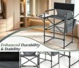 Portable Folding Tall Director Chair with Side Table 26 Inch Seat Height Camping Chair for Outdoor Events