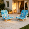 2-Pack Folding Beach Chairs with Sponge Padded Seat Comfortable Camping Outdoor Portable Furniture Set