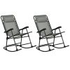 Outdoor Rocking Chair Set of 2, Patio Folding Lawn Rocker Set with Headrests for Yard, Patio, Deck, Backyard, Gray