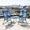 Blue 4-Pack Folding Camping Chairs Patio Chairs with Removable Headrest for Garden Picnic Outdoor Party