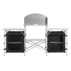 Folding Camping Table, Outdoor Portable Aluminum Lightweight Table, Quick Set-up Kitchen Cook Station, with Storage Organizer, Detachable Windscreen