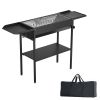 Foldable Charcoal Grill, Portable Charcoal Barbecue Grill with Adjustable Height & Folding Side Tables