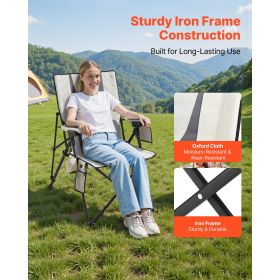 Heated Camping Chair, 3 Heat Settings, High Back Folding Camping Chair, Supports 260lbs, Full Padded Beach Chairs with Armrest & Cupholder
