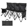 Portable Folding Bench, 4 Seat Foldable Soccer Bench with Side Pockets and Carrying Bag, Lightweight Sideline Seating with Back Rest for Football