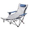 Reclining Camping Chair, 4 Adjustable Positions, Portable Folding Lounger for Adults, Mesh Beach Chair with Footrest & Plush Cushion, Supports 220 lbs