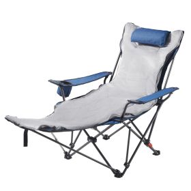 Reclining Camping Chair, 4 Adjustable Positions, Portable Folding Lounger for Adults, Mesh Beach Chair with Footrest & Plush Cushion, Supports 220 lbs