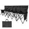 Portable Folding Bench, 6 Seat Soccer Bench with Multiple Storage Pockets & Carrying Bag, Lightweight Sideline Seating with Back Rest for Football
