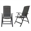 Folding Patio Chairs Set of 2, Aluminium Frame Reclining Sling Lawn Chairs with Adjustable High Backrest, Patio Dining Chairs for Outdoor, Camping