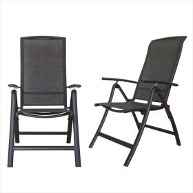 Folding Patio Chairs Set of 2, Aluminium Frame Reclining Sling Lawn Chairs with Adjustable High Backrest, Patio Dining Chairs for Outdoor, Camping