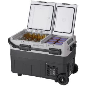 Portable Car Refrigerator, 12 Volt Car Refrigerator Fridge, 40 L / 42.3 qt Dual Zone Portable Freezer, -4-68 F Adjustable Temperature