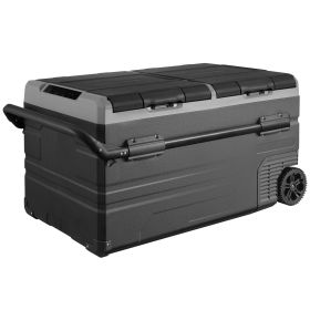 Car Refrigerator, 12 Volt Car Refrigerator Fridge, 115 L Dual Zone Portable Freezer with Wheels and Handle, -4-68 F