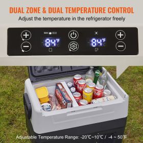Car Refrigerator, 12 Volt Car Refrigerator Fridge, 48 QT/45 L Dual Zone Portable Freezer, -4-50 Fahrenheit Adjustable Range