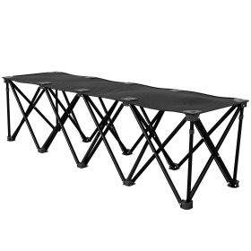 Portable 4-Seater Folding Camping Chair, Team Bench Chair with Carry Bag for Soccer Football Team, No Assembly