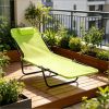 Folding Chaise Lounge Chair, Pool Sun Tanning Chair, Outdoor Lounge Chair with Reclining Back, Breathable Mesh Seat, Headrest