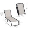 Cream Recline Mesh Lounge, Outdoor Breathable Chaise Bed for Supreme Relaxation & Comfort