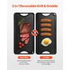Reversible Grill/Griddle, 20x10 inch Pre-Seasoned Cast Iron Griddle, Portable Rectangular Pan with Handle