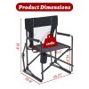 Folding Camping Chair, Padded High Back, Adjustable Lumbar Support, Extra Wide for Adults, 500 lbs Steel Frame, Portable Outdoor,Black