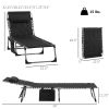 Folding Chaise Lounge Chair Lightweight Recliner 5-Level Adjustable Backrest Pillow for Outdoor Garden Sunbathing Brown
