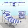 2 Tanning Chairs with Face Hole, 5-Level Adjustable Outdoor Chaise Lounge Chair with Pillow for Beach, Pool, Blue Stripe