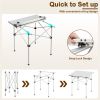 Silver 28" Foldable Camping Table with Aluminum Top, 150 lbs Capacity Portable Picnic Table with Carry Bag