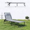 Folding Chaise Lounge Pool Chair with 4-Position Reclining Back, Pillow, Breathable Mesh & Bungee Seat, Blue & White
