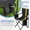 Folding Camping Chair with Built-in Cooler Bag, 350LBS Heavy Duty Portable Outdoor Chair with Cup Holder, Side Pocket & Carry Bag