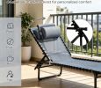 Gray Folding Chaise Lounge Pool Chair 4-Position Reclining Back Breathable Mesh Bungee Seat for Comfortable Poolside Relaxation