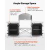 Folding Camping Table, Outdoor Portable Aluminum Lightweight Table, Quick Set-up Kitchen Cook Station, with Storage Organizer, Detachable Windscreen