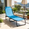 Foldable Chaise Lounge 4-Position Reclining Back Trifold Portable Breathable Mesh Light Blue for Poolside Camping Hiking