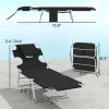 2 Tanning Chairs with Face Hole, 5-Level Adjustable Outdoor Chaise Lounge Chair with Pillow for Beach, Pool, Black