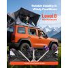 Rooftop Tent, 2-3 Person Foldable Aluminum Roof Top Tent with Tri-Color LED Light, Thick Mattress & 10 Windows