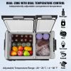 Portable Car Refrigerator, 12 Volt Car Refrigerator Fridge, 58 L / 61.5 QT Dual Zone Portable Freezer, -4 to 68 F Adjustable Temperature