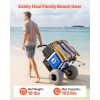Beach Dolly with Big Wheels for Sand, 20" x 15" Cargo Deck, Folding Sand Cart with 12" Balloon Wheels
