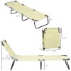 2 Piece Folding Chaise Lounge Pool Chairs, Outdoor Sun Tanning Chairs with 5-Level Reclining Back, Steel Frame for Beach, Yard, Patio, Beige