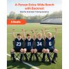 Portable Folding Bench, 4 Seat Foldable Soccer Bench with Side Pockets and Carrying Bag, Lightweight Sideline Seating with Back Rest for Football