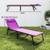 2 Folding Chaise Lounge Pool Chairs with 4-Position Reclining Back, Pillow, Breathable Mesh & Bungee Seat, Purple