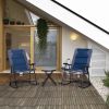 3-Piece Blue Rocking Bistro Set: Patio Chairs & Glass Coffee Table