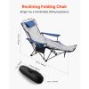 Reclining Camping Chair, 4 Adjustable Positions, Portable Folding Lounger for Adults, Mesh Beach Chair with Footrest & Plush Cushion, Supports 220 lbs
