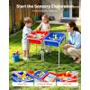 Sensory Table for Toddlers, Kids 2-Station Sand and Water Adjustable Play Table with Detachable Storage Bins and Non-Slip Feet, Carbon Steel Frame