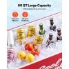 80 Quart Rolling Ice Chest, Holds up to 50 Bottles / 110 Cans, Portable Patio Party Bar Drink Cooler Cart with 4 Swivel Casters (2 with Brakes)