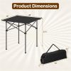 Black 28" Foldable Camping Table with Aluminum Top, 150 lbs Capacity Portable Picnic Table with Carry Bag