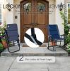 Navy Blue 2 Piece Outdoor Patio Furniture Set Folding Padded Rocking Chairs Bistro Style for Porch Camping Balcony