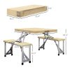 Aluminum Frame Folding Picnic Table, Portable Camping Table and Chairs Set with Umbrella Hole